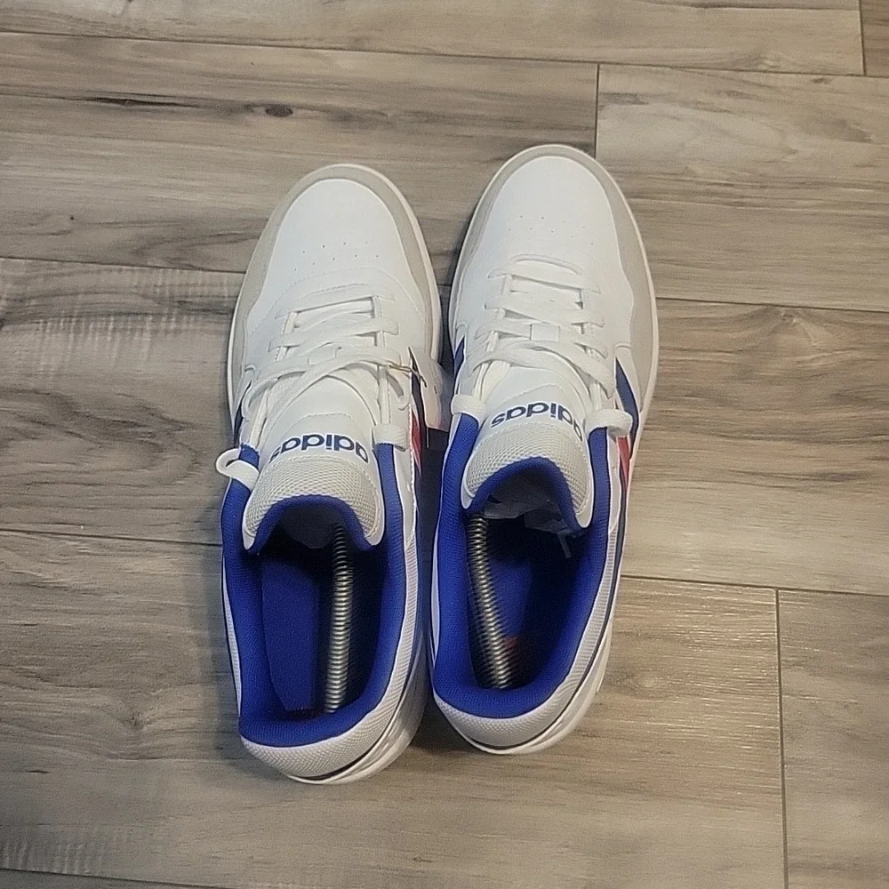 Adidas VL Court 3.0 Shoes Mens 12 White Blue Red Stripe Skatebording Sneaker NEW
